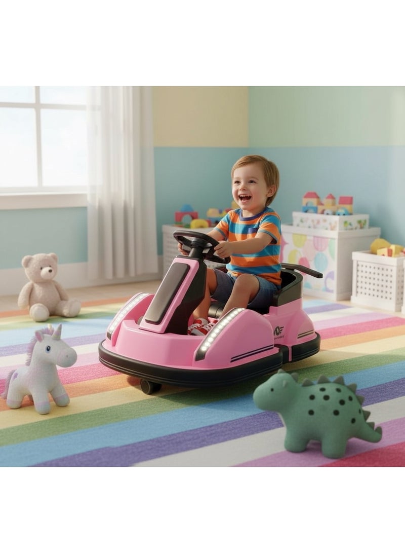 سيارة صحن طائر كهربائية فاخرة للأطفال مع ريموت كنترول وإضاءة LED متعددة الألوان وموسيقى بلوتوث - تقنية الدوران 360 درجة ووضع الهزاز للأطفال من عمر سنة إلى 8 سنوات - Image 2